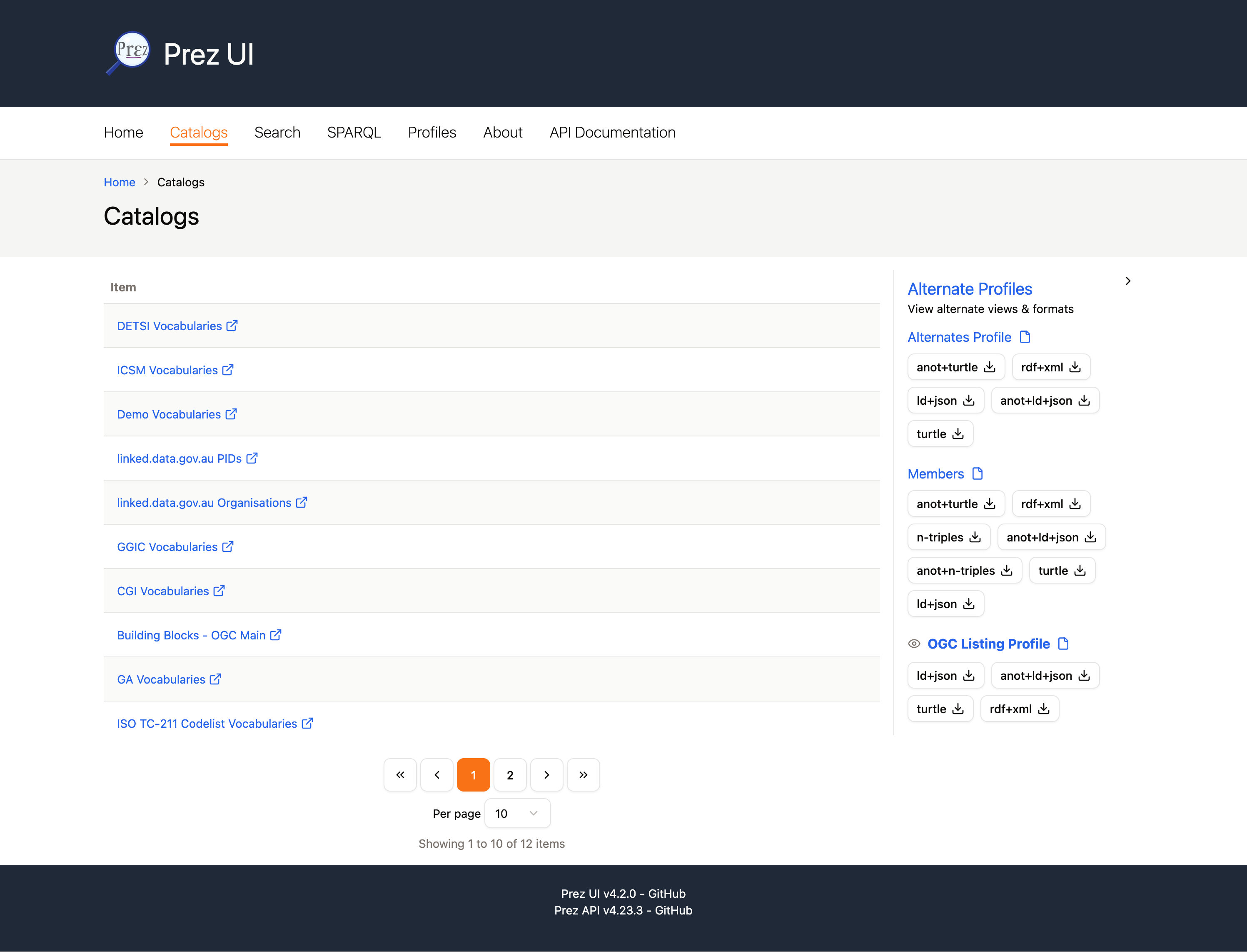 Prez UI demo screenshot