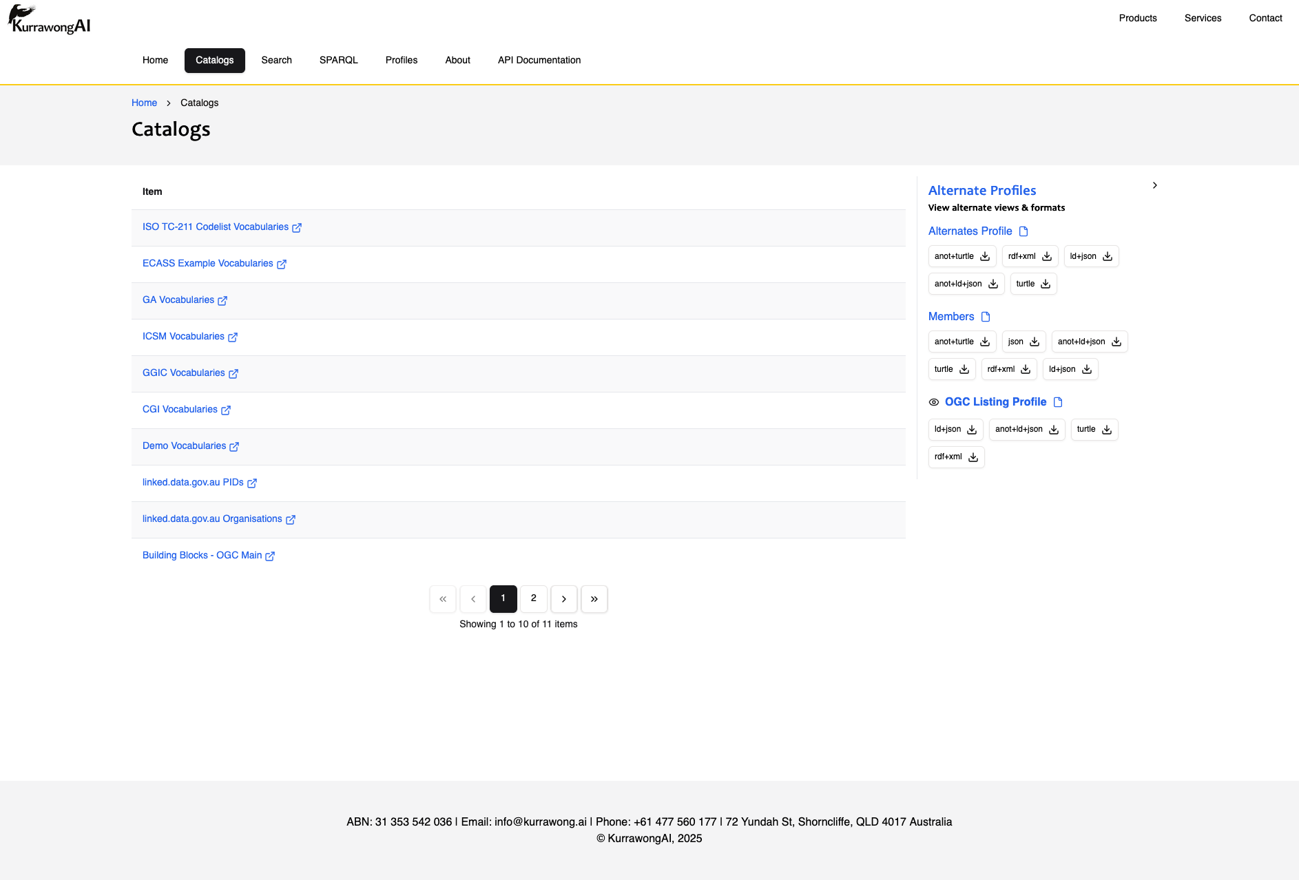 Kurrawong Prez instance screenshot